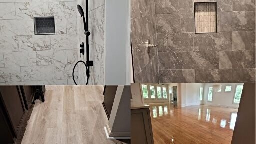 Tile showers and new hardwood and laminate flooring installed in a Cullman AL home by Hunter’s Ridge Construction