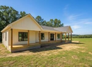 AI-generated image of a wraparound covered porch on a home in Cullman AL